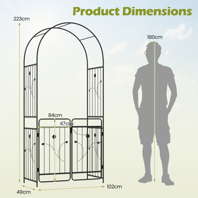 GAINOOM Heavy-duty Metal Garden Arbor Arch Trellis with Lockable Gate ...