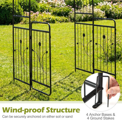 GAINOOM Heavy-duty Metal Garden Arbor Arch Trellis with Lockable Gate ...
