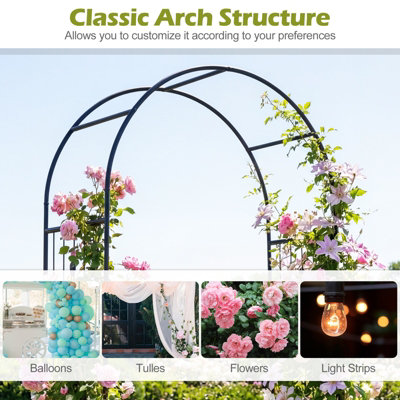 GAINOOM Heavy-duty Metal Garden Arbor Arch Trellis with Lockable Gate ...