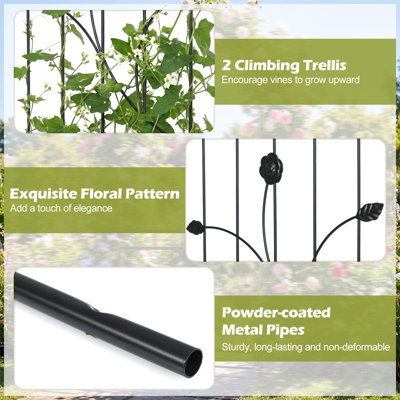 GAINOOM Heavy-duty Metal Garden Arbor Arch Trellis with Lockable Gate ...