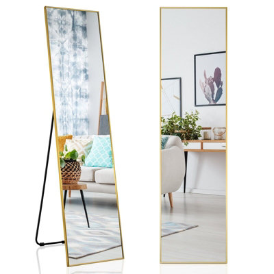 GAINOOM Home 160 x 40cm Golden Wall-mounted Full Length Mirror Bedroom Large Floor Dressing Mirror