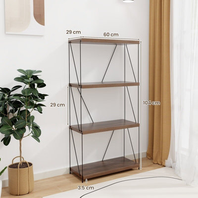 GAINOOM Home 4-Tier Walnut Multipurpose Display Rack Industrial Storage ...