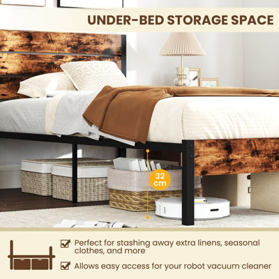 GAINOOM HOME SINGLE SIZE BED FRAME METAL PLATFORM BED WITH HIGH HEADBOARD