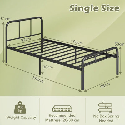 GAINOOM Home Single Size Bed Frame Modern Platform Bed with Headboard ...