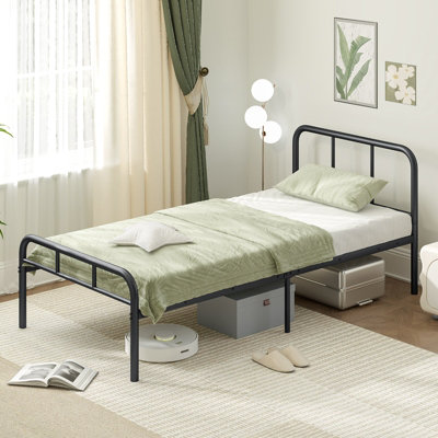 GAINOOM Home Single Size Bed Frame Modern Platform Bed with Headboard ...