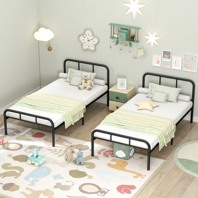 GAINOOM Home Single Size Bed Frame Modern Platform Bed with Headboard ...