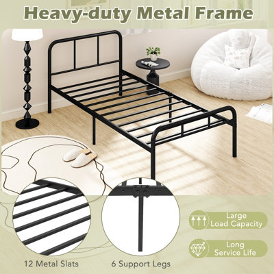 GAINOOM Home Single Size Bed Frame Modern Platform Bed with Headboard ...