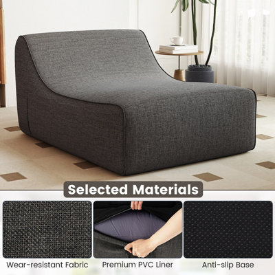 GAINOOM Inflatable Grey Lounge Chair Ergonomic Blow Up Lazy Sofa ...