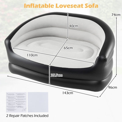 GAINOOM Inflatable Loveseat Couch Portable 2-Seater Air Sofa Blow Up ...