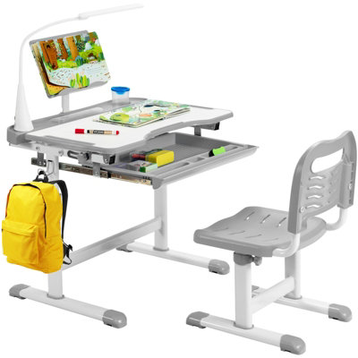 GAINOOM Kids Desk and Chair Set Height Adjustable Kids Study Table and ...