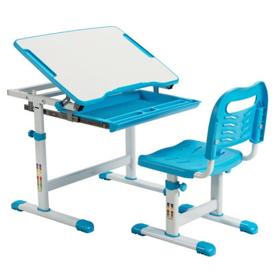 GAINOOM Kids Desk & Chair Set Adjustable Study Table with Tilting Tabletop