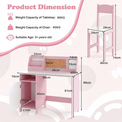 GAINOOM Kids Desk & Chair Set Wooden Children Study Table Set w ...
