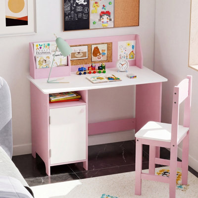 GAINOOM Kids Desk & Chair Set Wooden Children Study Table Set w ...