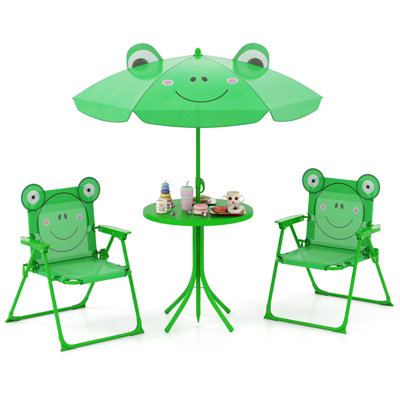 GAINOOM Kids Green Picnic Table & Chair Set Collapsible Toddler ...