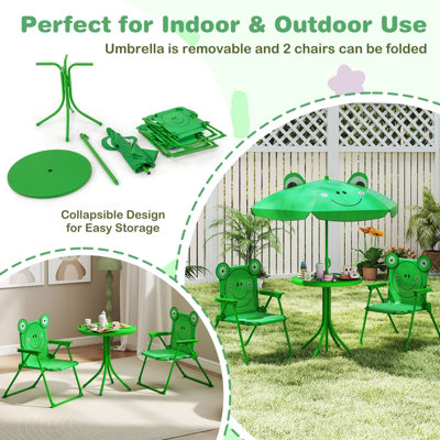 GAINOOM Kids Green Picnic Table & Chair Set Collapsible Toddler ...