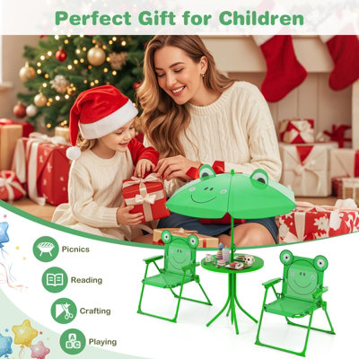 GAINOOM Kids Green Picnic Table & Chair Set Collapsible Toddler ...