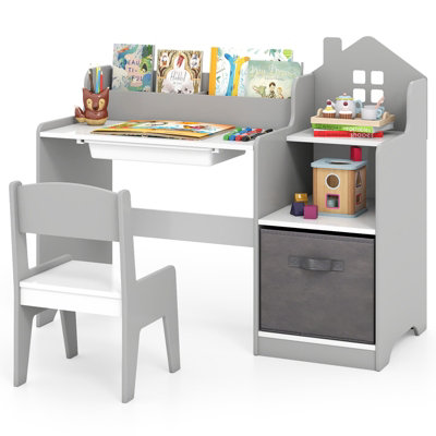 GAINOOM Kids Study Desk and Chair Set Children Study Table w/ Open ...