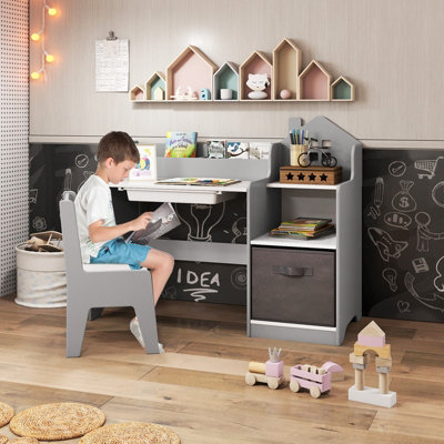 GAINOOM Kids Study Desk and Chair Set Children Study Table w/ Open ...