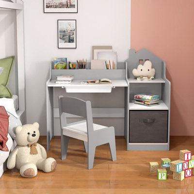 GAINOOM Kids Study Desk and Chair Set Children Study Table w/ Open ...