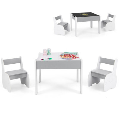GAINOOM Kids Study Grey Desk Chair Set Reading Playing Stand Ergonomic ...