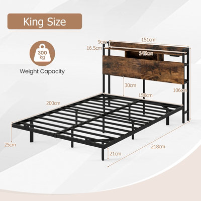 GAINOOM King Size Floating Bed Frame Industrial Metal Platform Bed ...