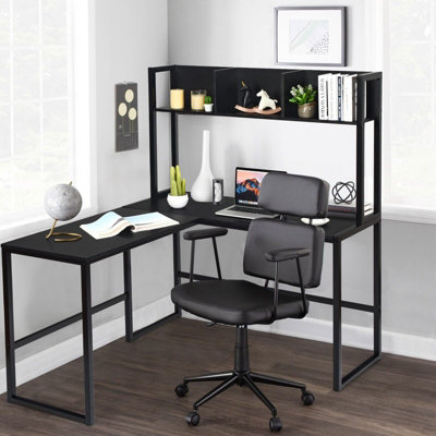 GAINOOM L-Shaped Corner Computer Desk Large PC Table Workstation with ...