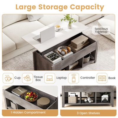 GAINOOM Lift Up Coffee Table Rising Center Table Accent Table w/ Lift ...