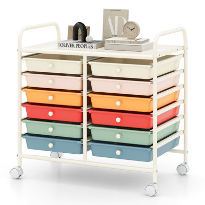 GAINOOM Macaron Storage Cart Multi-Purpose Utility Cart with Drawer