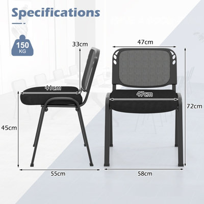 GAINOOM MEETING ROOM CHAIR SET OF 2 STACKABLE CONFERENCE CHAIRS MESH ...
