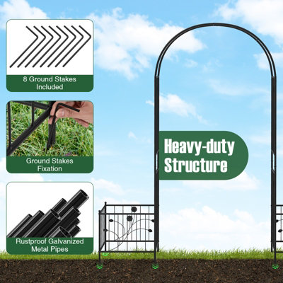 GAINOOM Metal Garden Arbor with Planter Boxes No Dig Arch Trellis for ...