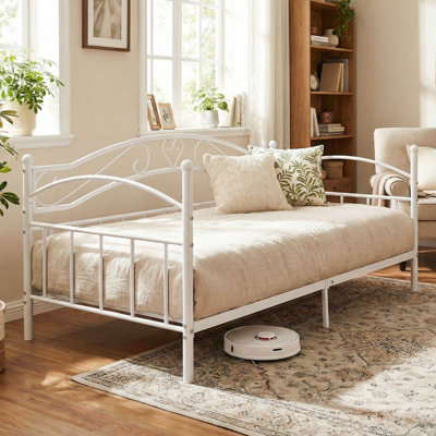 GAINOOM Metal White Daybed Frame Single Size Sofa Bed Platform Bed ...