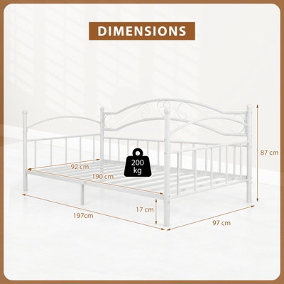 GAINOOM Metal White Daybed Frame Single Size Sofa Bed Platform Bed ...