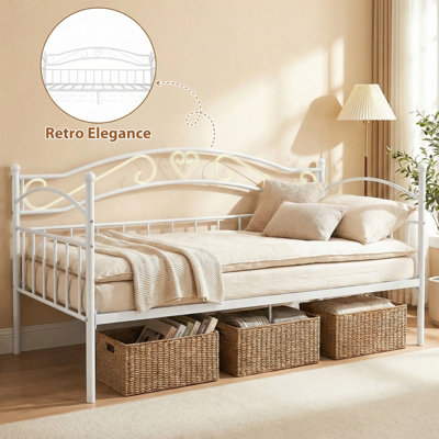 GAINOOM Metal White Daybed Frame Single Size Sofa Bed Platform Bed ...