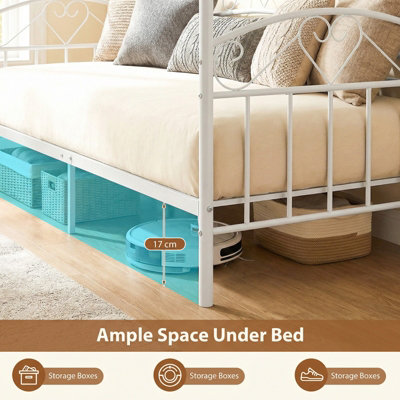 GAINOOM Metal White Daybed Frame Single Size Sofa Bed Platform Bed ...