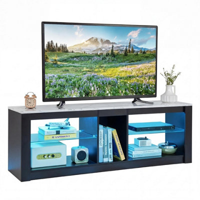 GAINOOM Modern Entertainment Center LED Gaming TV Console Table Media ...