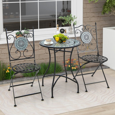 GAINOOM Mosaic Chairs Set of Patio Metal Folding Chair w