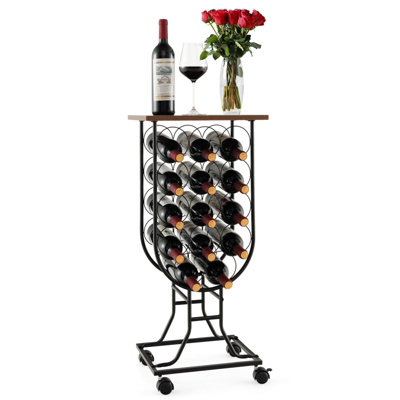 GAINOOM Movable Wine Storage Organizer 14 Bottles Wine Rack w ...