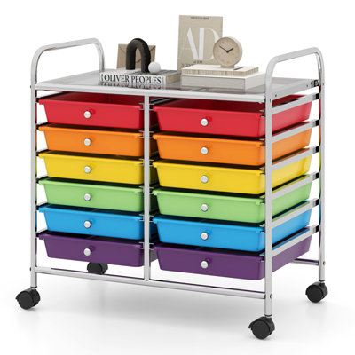GAINOOM Multi-color Storage Cart Multi-Purpose Utility Cart with Drawer