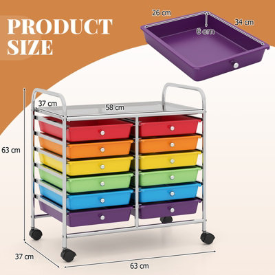 GAINOOM Multi-color Storage Cart Multi-Purpose Utility Cart with Drawer