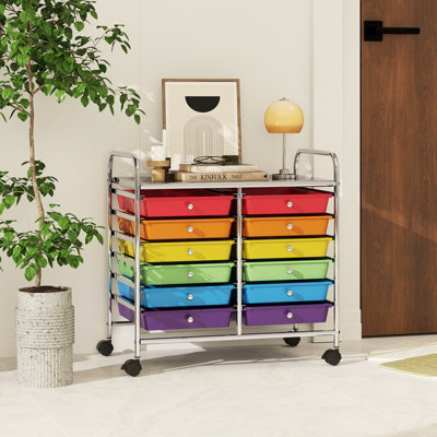 GAINOOM Multi-color Storage Cart Multi-Purpose Utility Cart with Drawer