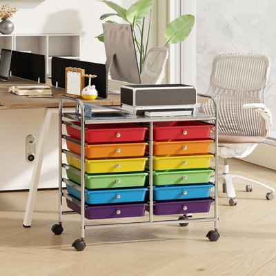 GAINOOM Multi-color Storage Cart Multi-Purpose Utility Cart with Drawer