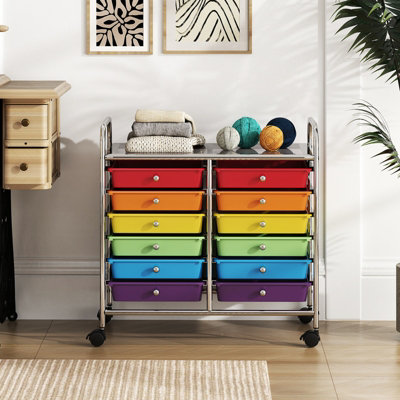 GAINOOM Multi-color Storage Cart Multi-Purpose Utility Cart with Drawer