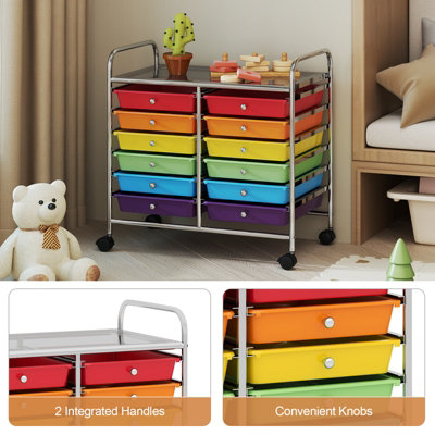 GAINOOM Multi-color Storage Cart Multi-Purpose Utility Cart with Drawer