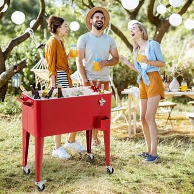 GAINOOM Outdoor 75 L Drink Beverage Cooler Cart Rolling Ice