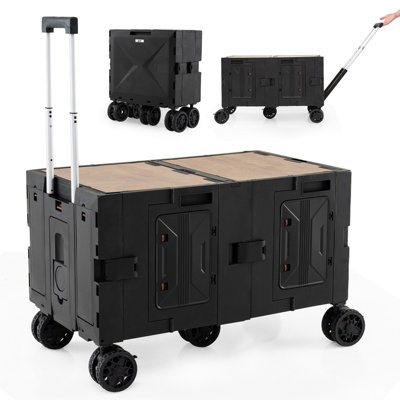 GAINOOM Outdoor Collapsible Black Wagon Cart Camping Foldable Utility ...