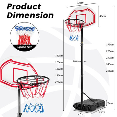 GAINOOM Outdoor Portable Basketball Hoop Height Adjustable Basketball ...