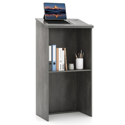 GAINOOM Podium Stand 117 CM Hostess Stand for Speakers with Storage ...
