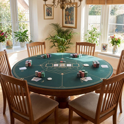GAINOOM Round Poker Mat for Texas Hold'em 140cm Portable Foldable Anti ...