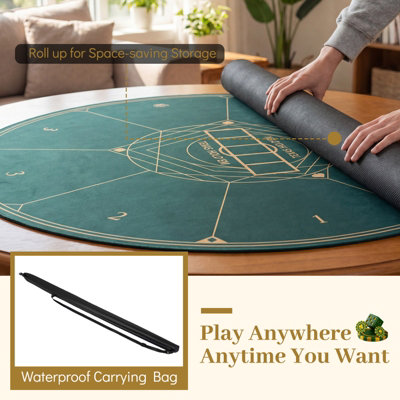 GAINOOM Round Poker Mat for Texas Hold'em 140cm Portable Foldable Anti ...