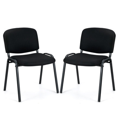 GAINOOM Set of Black Waiting Room Chairs Stackable Reception